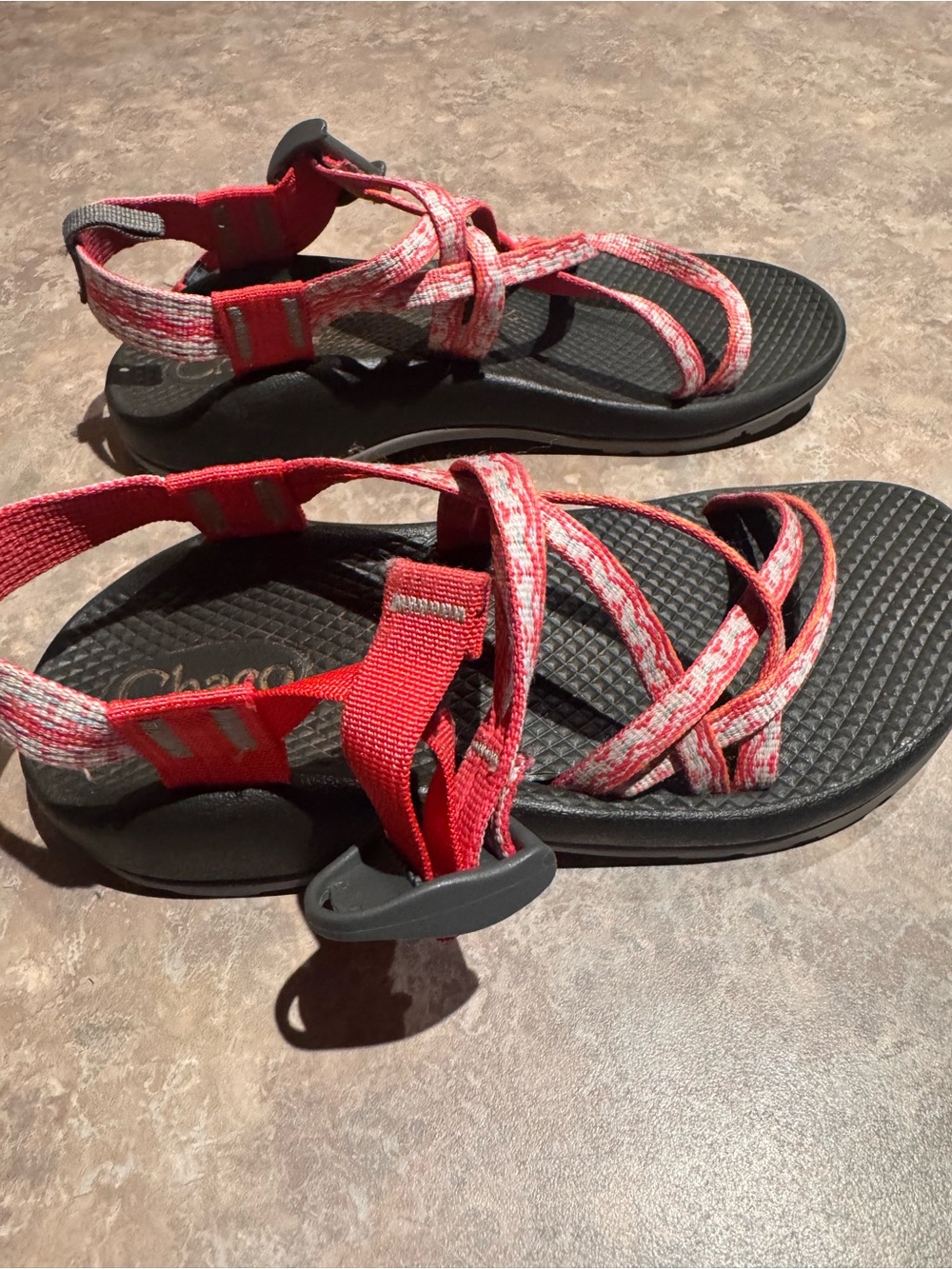 Chaco Red and Black Strappy Outdoor Sandals